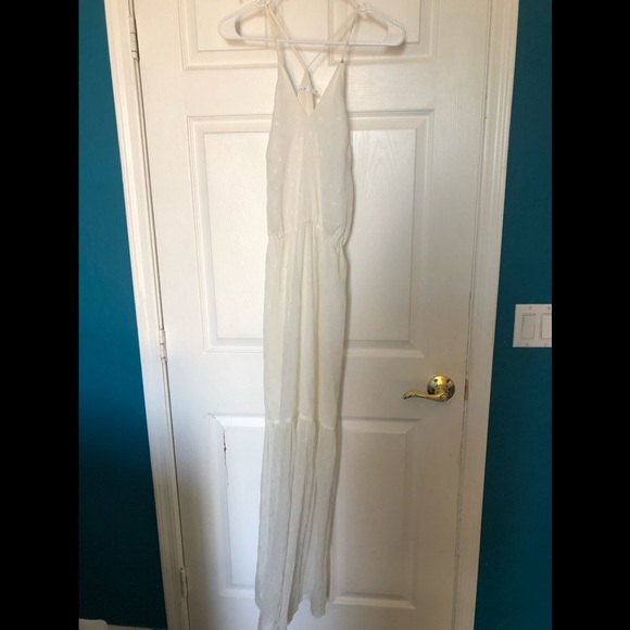 Ali & Jay White Halter Gown Maxi Summer Dress Size M - Picture 3 of 8